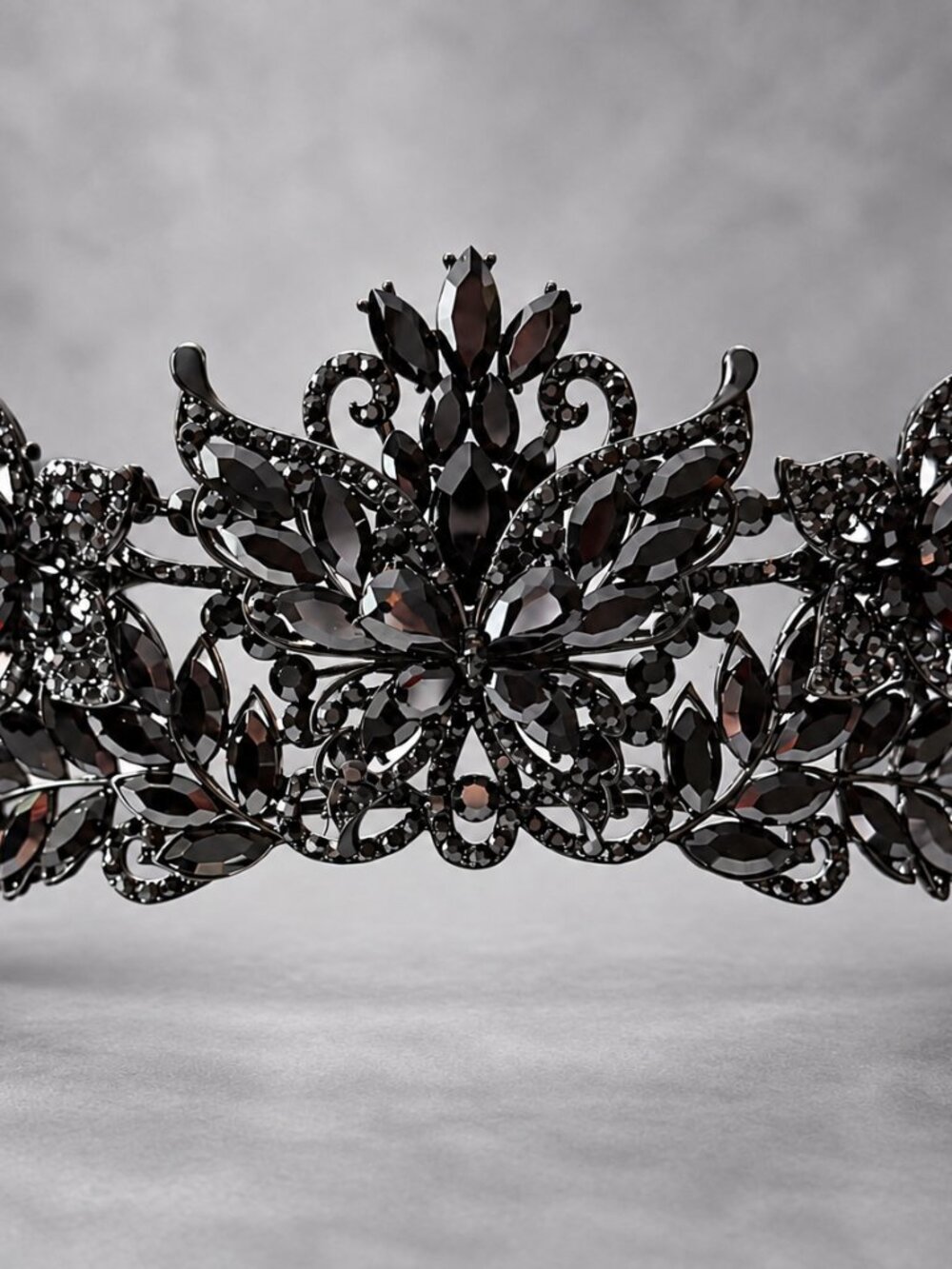 Black Butterfly Crown Gothic Rhinestone Tiara Halloween Bridal Costume Headpiece